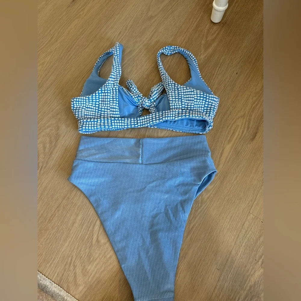 Aerie Blue High-Cut Bikini Set (Top & Bottom) Size M - Picture 2 of 4